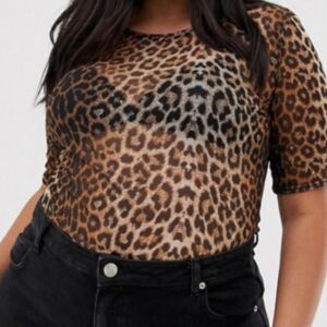 Plus Leopard Mesh T-Shirt